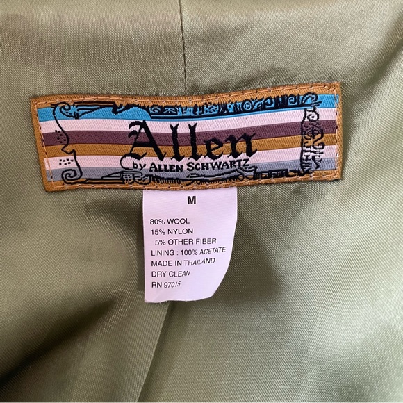 Allen Schwartz Womens Pea Coat Jacket Green Wool Blend Military Tweed Med - Picture 2 of 10